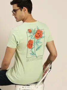 Moda Rapido Back Floral Printed Pure Cotton T-shirt