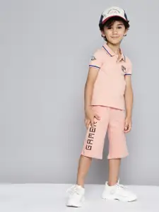 HERE&NOW Boys Pink Pure Cotton Printed Shorts