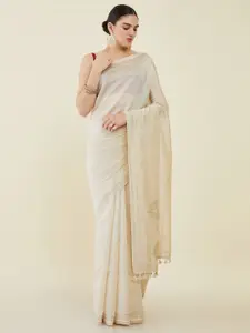 Soch Embellished Beads and Stones Tussar Saree