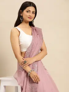 kasee Embellished Mirror Work Satin Saree