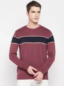 Duke Men Maroon & Black Colourblocked Colourblocked Pullover