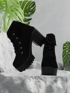 Funku Fashion Women Round-Toe Block Heel Winter Boots