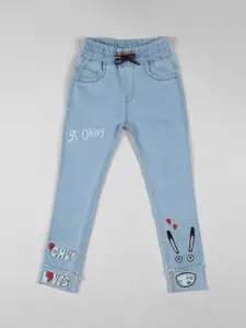 A-Okay Girls Cotton Slim Fit High-Rise Cuffed Hem Jeans