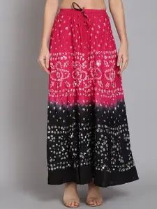 SOUNDARYA Women Tie & Dye Printed Pure Cotton Maxi Skirt