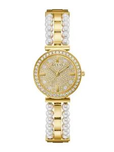 GUESS Women Embellished Dial & Stainless Steel Bracelet Style Straps Analogue Watch GW0531L2
