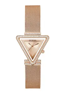 GUESS Women Embellished Dial & Stainless Steel Bracelet Style Analogue Watch-GW0508L3