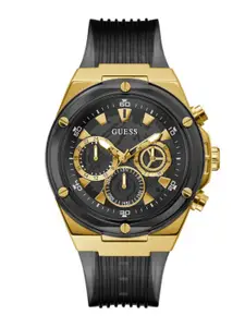 GUESS Men Stainless Steel Dial & Silicon Textured Straps Analogue Watch GW0425G1