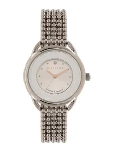 GIORDANO Women Silver-Toned Embellished Dial & Silver Toned Bracelet Style Straps Analogue Watch