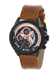 GIORDANO Men Printed Dial & Leather Straps Analogue Watch GD-50015-01