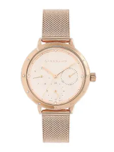 GIORDANO Rose Gold-Plated Bracelet Style Straps Analogue Watch GD-2074-11-Silver