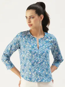 DressBerry Abstract Printed Notch Neck Regular Top