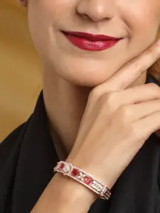 YouBella Women American Diamond Rose Gold-Plated Bangle-Style Bracelet