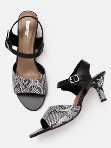 The Roadster Lifestyle Co. Women Snake Skin Textured Slim Heels