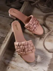 Roadster Basket Weave Pattern Block Heels
