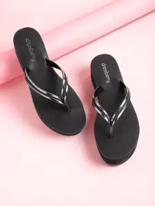 DressBerry Women Striped Flatform Heels with Glittery Effect