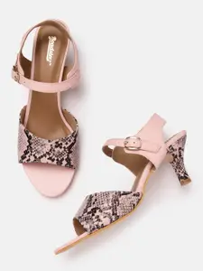 The Roadster Lifestyle Co. Snakeskin Printed Slim Heels