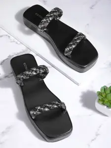 CORSICA Women Braided Detail Open Toe Flats