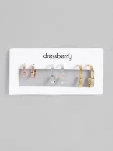 DressBerry Set Of 3 Circular Half Hoop Earrings