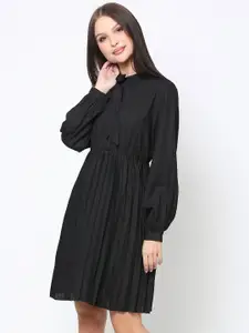 DRIRO Cuffed Sleeves Tie-Up Detail Shirt Dress