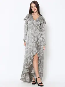 DRIRO Animal Printed Maxi Wrap Dress