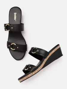 The Roadster Lifestyle Co. Women Double Straps Wedge Heels with Buckle Detail
