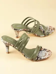 CORSICA Women Snakeskin Printed Striped Slim Heels