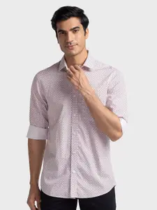 ColorPlus Spread Collar Tailored Fit Micro Ditsy Printed Pure Cotton Casual Shirt
