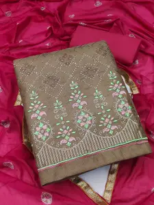 KALINI Floral Embroidered Pure Cotton Unstitched Dress Material