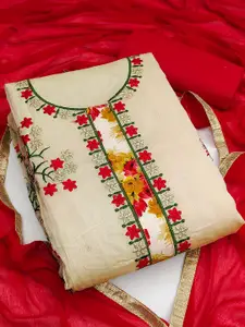 KALINI Floral Embroidered Zari Unstitched Dress Material