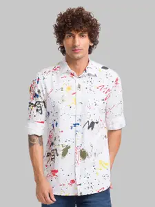 Parx Slim Fit Abstract Printed Organic Cotton Casual Shirt