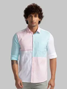 Parx Slim Fit Opaque Colourblocked Casual Shirt