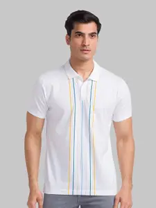 Park Avenue Striped Polo Collar Pure Cotton Slim Fit T-shirt