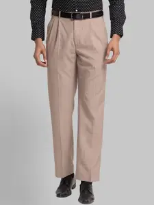 Park Avenue Men Pleated Plain Mid-Rise Formal Trousers