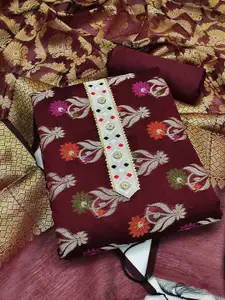 KALINI Floral Woven Design Zari Unstitched Dress Material