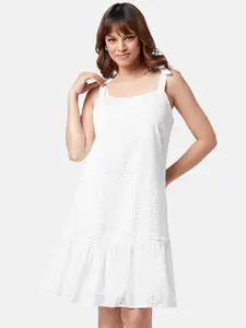 YU by Pantaloons Self Design Shoulder Straps Cotton A-Line Dress