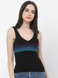 Kalt Striped Ribbed Knitted Cotton Tank Top