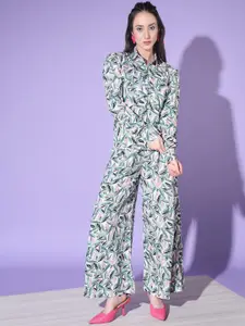 Sangria Floral Digital-Printed Top & Trouser