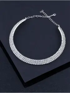 Silver Shine Silver-Plated Choker Necklace