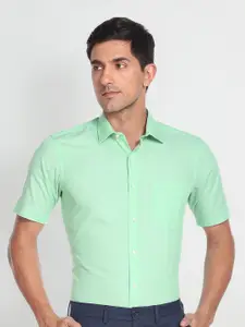Arrow Spread Collar Short Sleeves Pure Cotton Formal Shirt