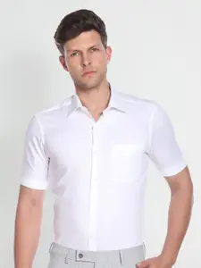 Arrow Spread Collar Short Sleeves Pure Cotton Formal Shirt