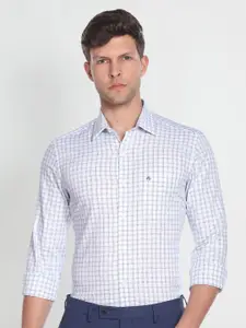 Arrow Tartan Checked Cutaway Collar Twill Pure Cotton Slim Fit Formal Shirt