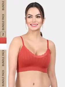 Amour Secret Amour Secret Pack Of 2 Striped Lightly Padded All Day Comfort Sports Workout Bra