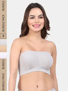 Amour Secret Pack Of 3 Non Padded Full Coverage Non-Wired Bandeau Strapless Bra