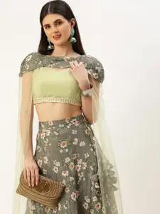 Ethnovog Embellished Sequinned Ready to Wear Lehenga & Blouse with Attached Dupatta