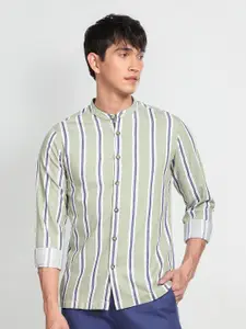 Flying Machine Men Pure Cotton Striped Opaque Striped Twill Casual Shirt