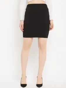 TULIP 21 Solid Black Slitted Tennis Mini Skirt