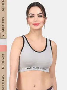 Amour Secret Pack Of 2 Lightly Padded Non-Wired Anti Odour Full Coverage Sports Bra