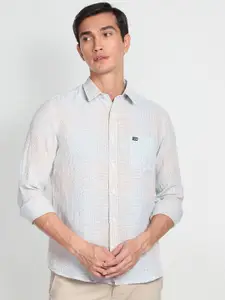 Arrow Sport Self Design Spread Collar Linen Casual Shirt
