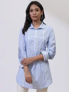 Lakshita Woven Design Shirt Collar Thread Work Pure Cotton Kurti