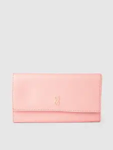 Baggit Women Pink Solid Three Fold Wallet